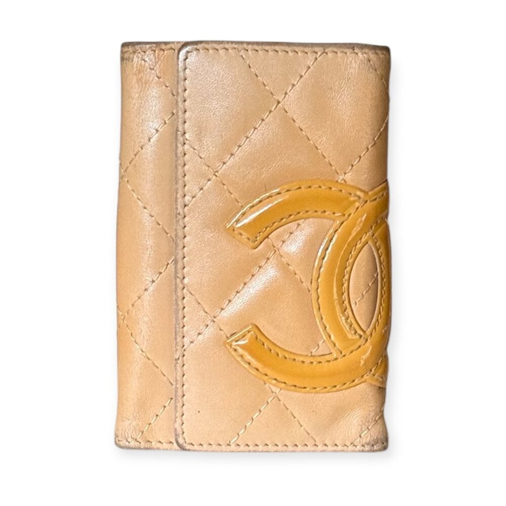 Vintage Chanel Cambon Peach Nude Quilted Leather Key Case | Box - Picture 2 of 10